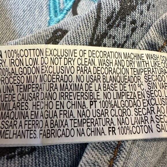 Denim Shacket Doodle Graphic Embroidered Art To Wear Sold Out Forever 21 Small - Picture 11 of 11